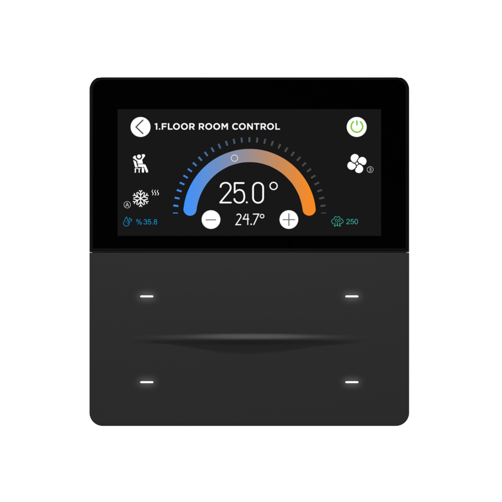 iX-M 3'' 4 Butonlu KNX Dokunmatik Panel / Antrasit